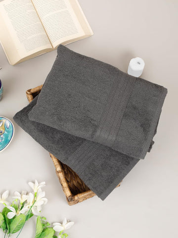 CREEVA Classic Cotton Bath Towel Set of 2, 545 GSM, 70x145 cm - Sleek Grey Duo
