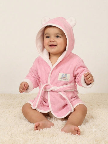 CREEVA Cuddle Hooded Baby Bathrobe for Kids (1–2 Years) | Pink