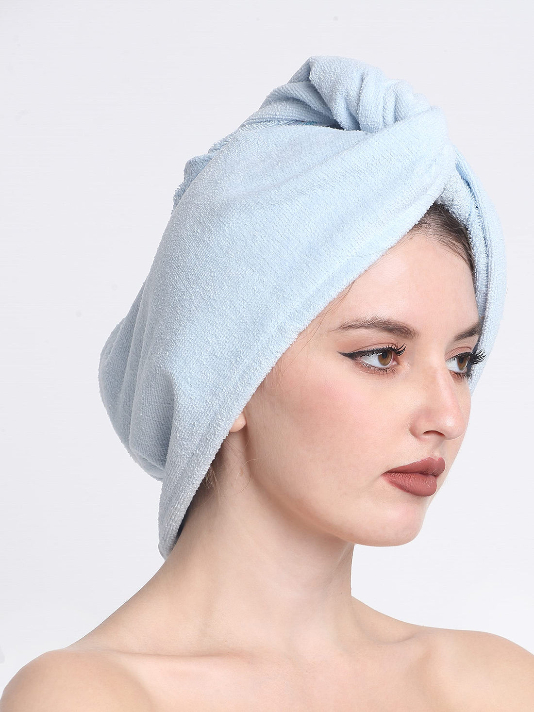 Luxury Cotton Hair Wrap Towel | Soft & Quick Dry | 380 GSM - Light Blue