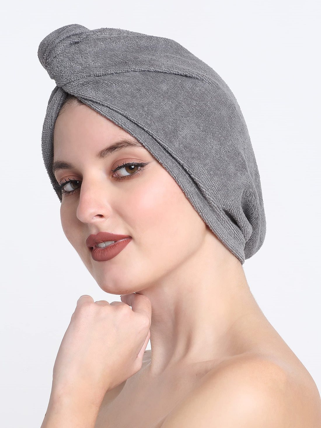 Quick-Dry Cotton Hair Towel Wrap | Pack of 2 - Charcoal