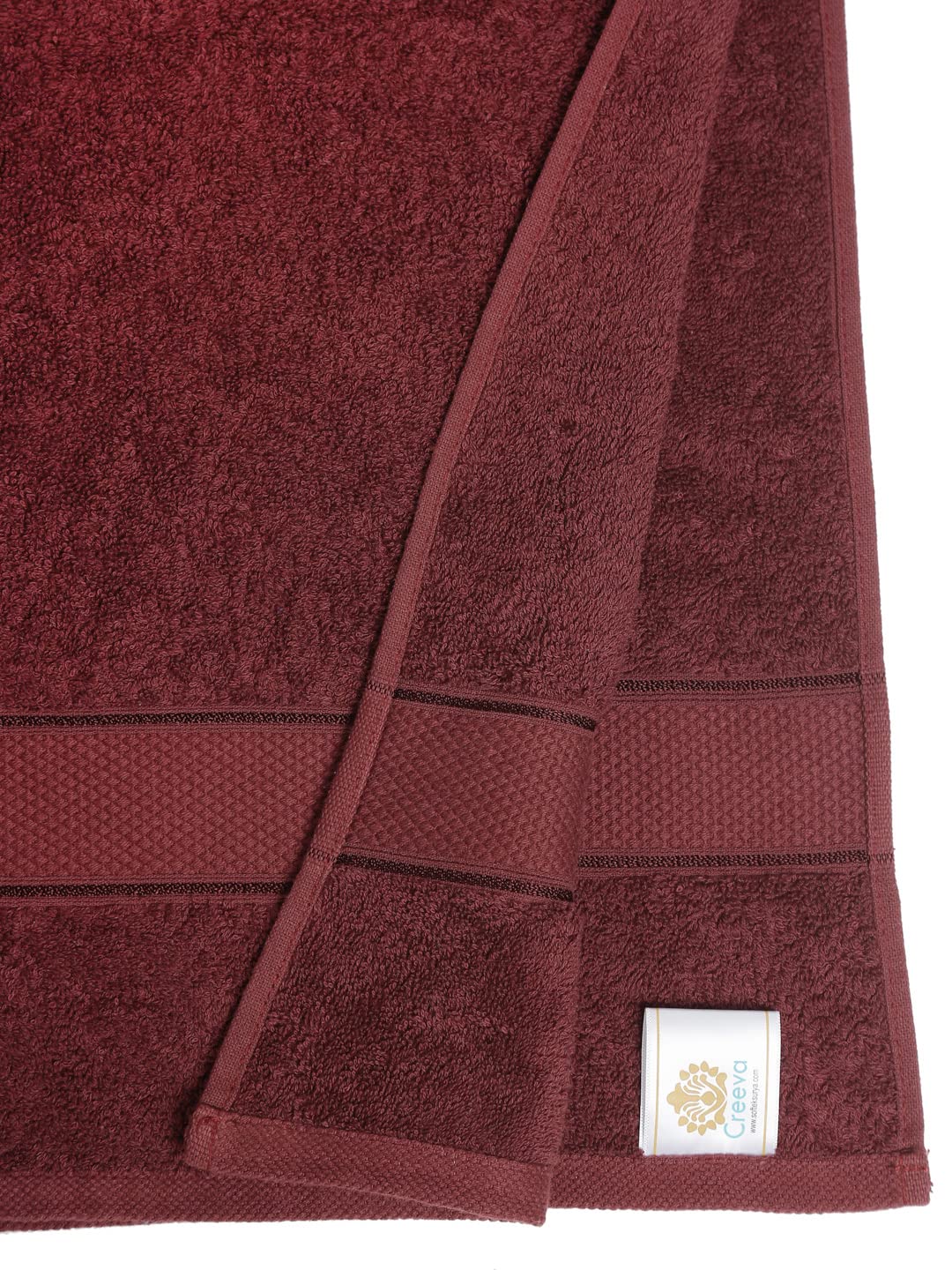 CREEVA 100% Turkey Cotton Premium Bath and Hand Combo Towels set of 2, Towel For Men Women 525 GSM, Toliya, Large Full size Bath towel Highly Absorbent, Super Soft, Quick Dry, Gym Hotel Spa Color -Wine