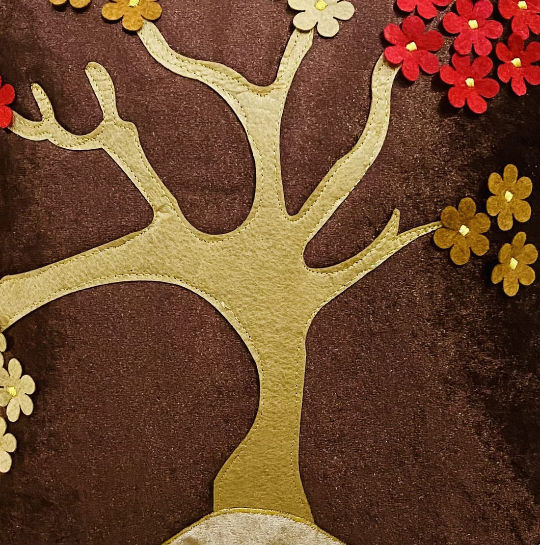 CREEVA Set of 5 Velvet Cushion Covers | Tree Design Brown | 16 x 16 INCH or 40 x 40 CM