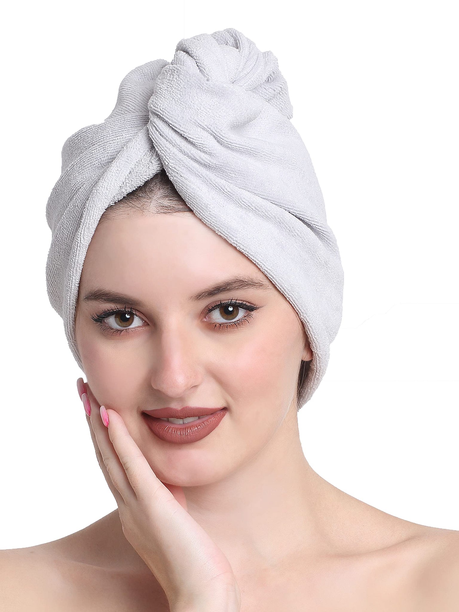 Luxury Cotton Hair Wrap Towel | Soft & Quick Dry | 380 GSM - Silver Grey