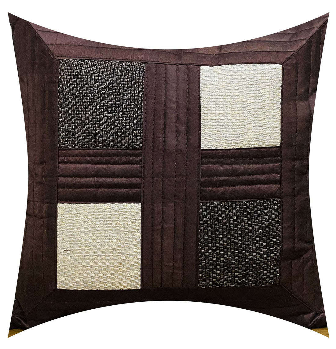 CREEVA Set of 5 Jute Box Cushion Covers | Brown | 16 x 16 INCH or 40 x 40 CM