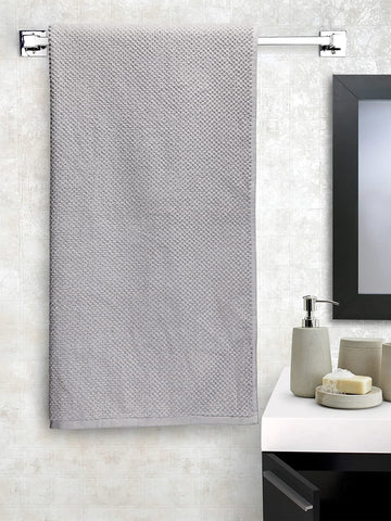 Creeva 100% Cotton Popcorn Pattern Bath Towel | 460 GSM | Super Soft High Absorbent Towel | Large Size Bath Towel for Men and Woman | Lightweight & Odour Free | Size-75 X 145 CM | Silver
