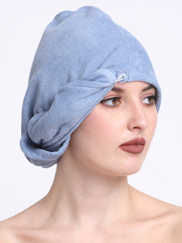 Quick-Dry Cotton Hair Towel Wrap | Pack of 2 - Ocean Blue