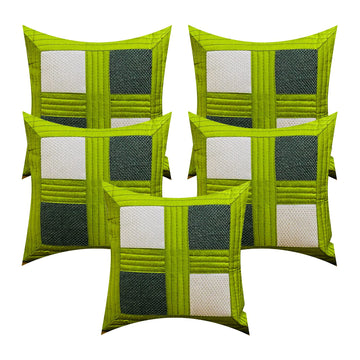 CREEVA Set of 5 Jute Box Cushion Covers | Mehandi | 16 x 16 INCH or 40 x 40 CM