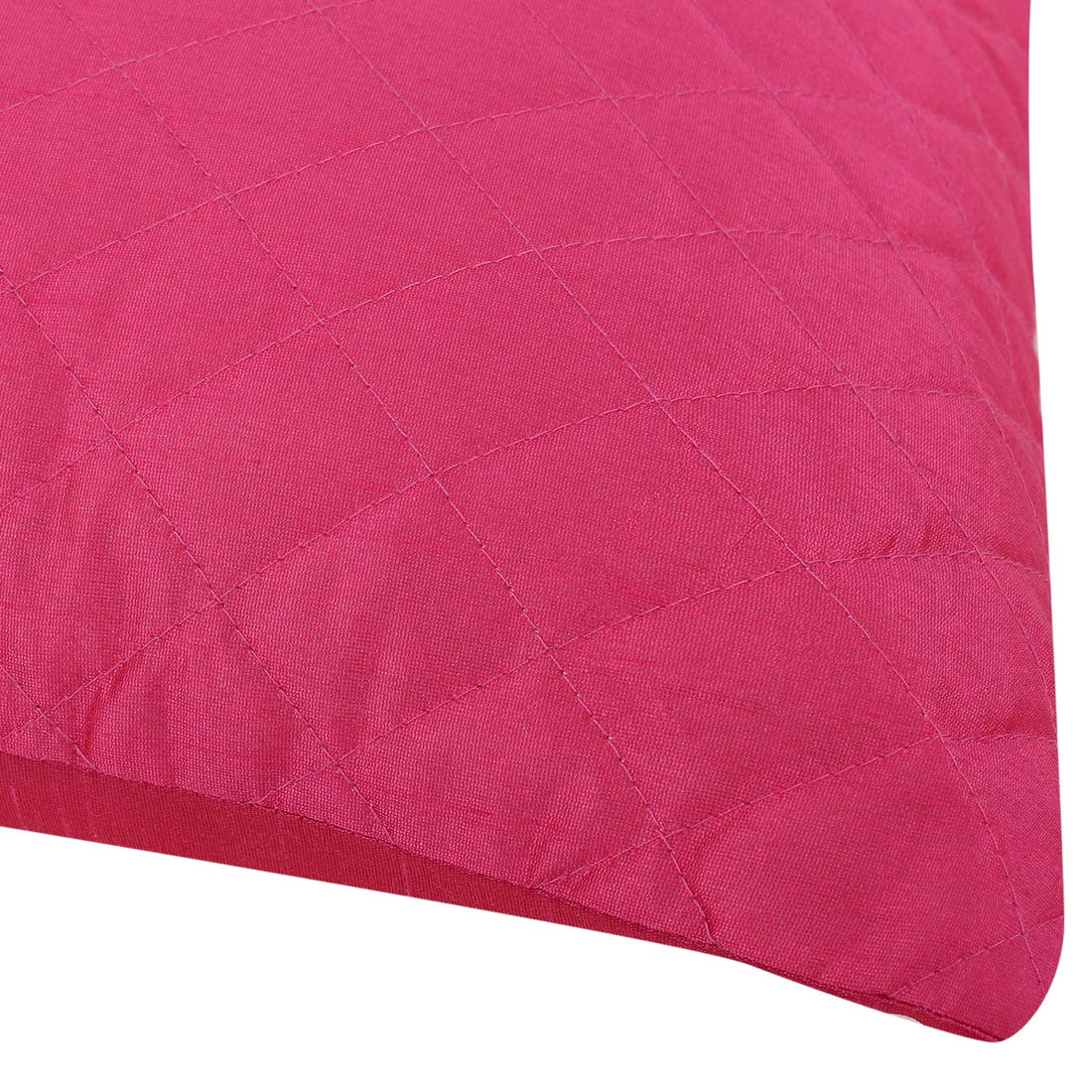 CREEVA Silk Fabric Quilted Sofa Cushion Cover for Bedroom, Living Room, Office 16 x 16 Inch or 40 x 40 cm, (Pack of 5) (Fuchsia)