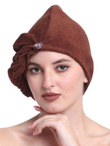 Luxury Cotton Hair Wrap Towel | Soft & Quick Dry | 380 GSM - Brown