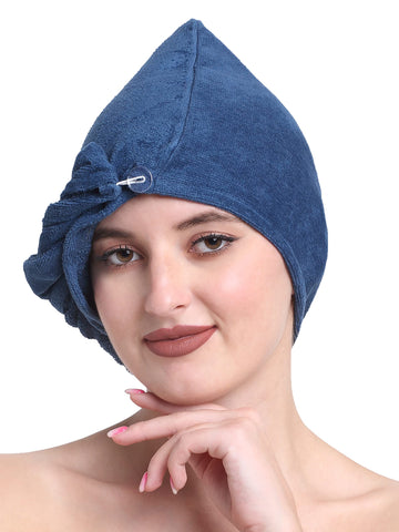 Luxury Cotton Hair Wrap Towel | Soft & Quick Dry | 380 GSM - Teal Blue