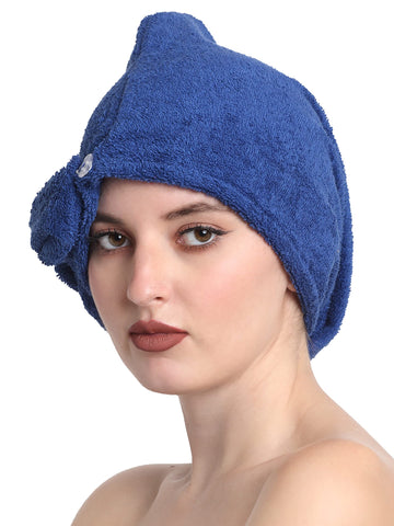 Quick-Dry Cotton Hair Towel Wrap | Pack of 2 - Blue