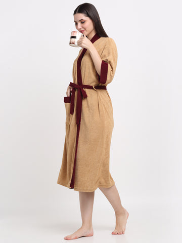 Camel & Wine Dual Tone Bathrobe – Ultra-Light & Stylish