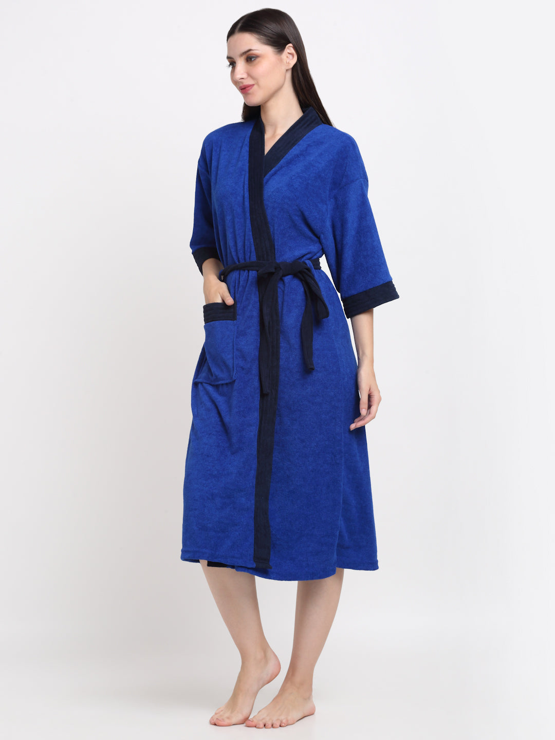 Turkish & Navy Bathrobe – Vibrant Contrast with Terry Softness