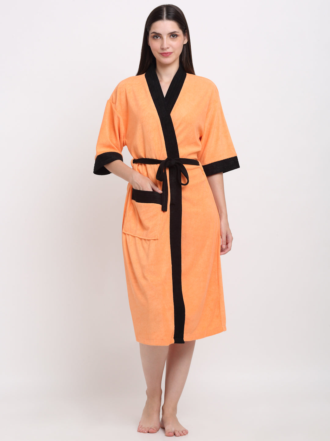 Orange & Black Everyday Robe – Soft, Stylish & Functional