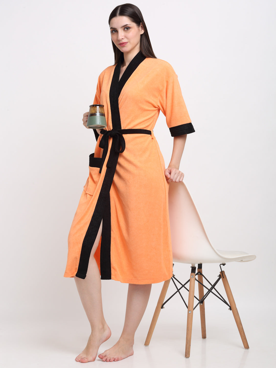 Orange & Black Everyday Robe – Soft, Stylish & Functional