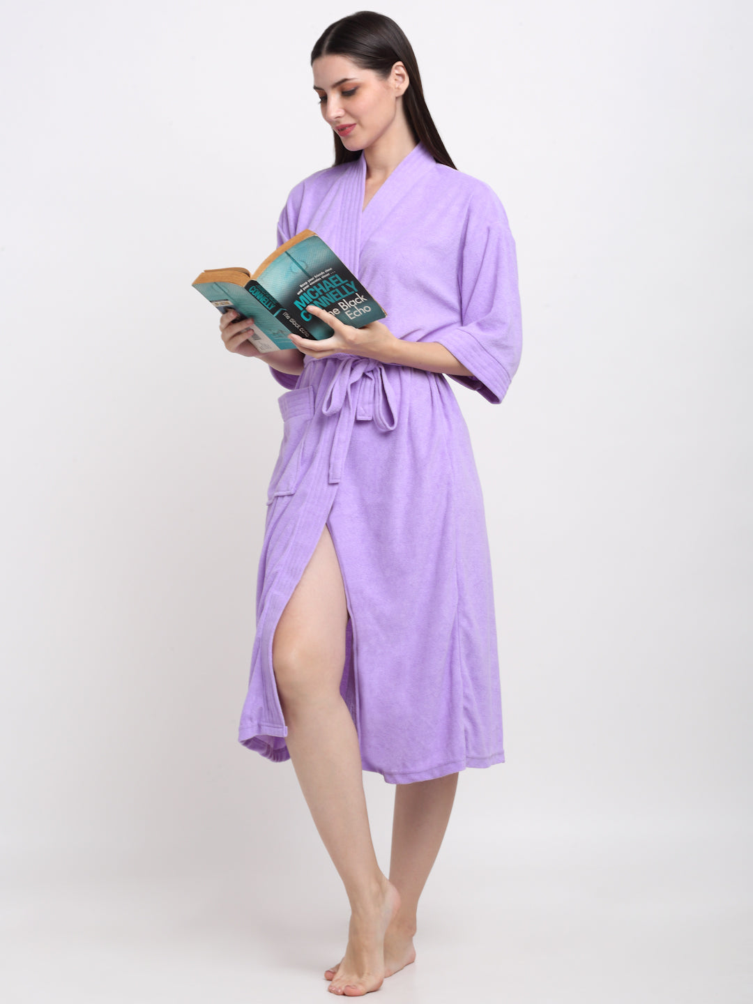 Pastel Lilac Terry Bathrobe – Soft, Cozy, and Gender Neutral
