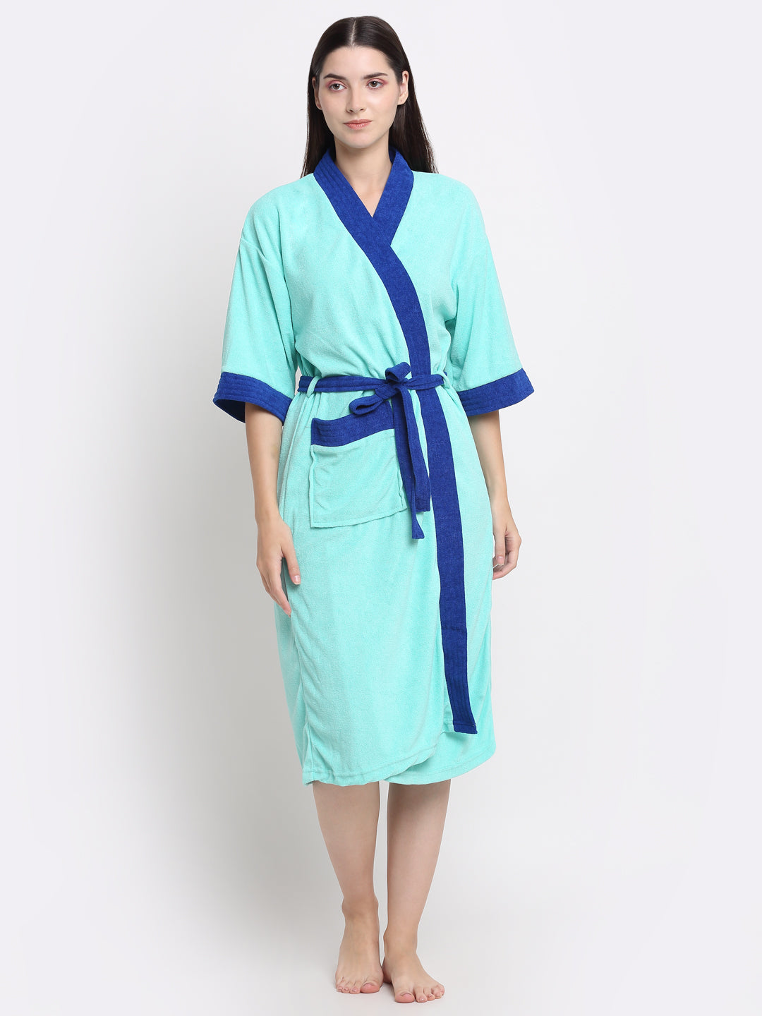 Sea Green & Turkish Blue Bathrobe – Cool Hues, Soft Texture