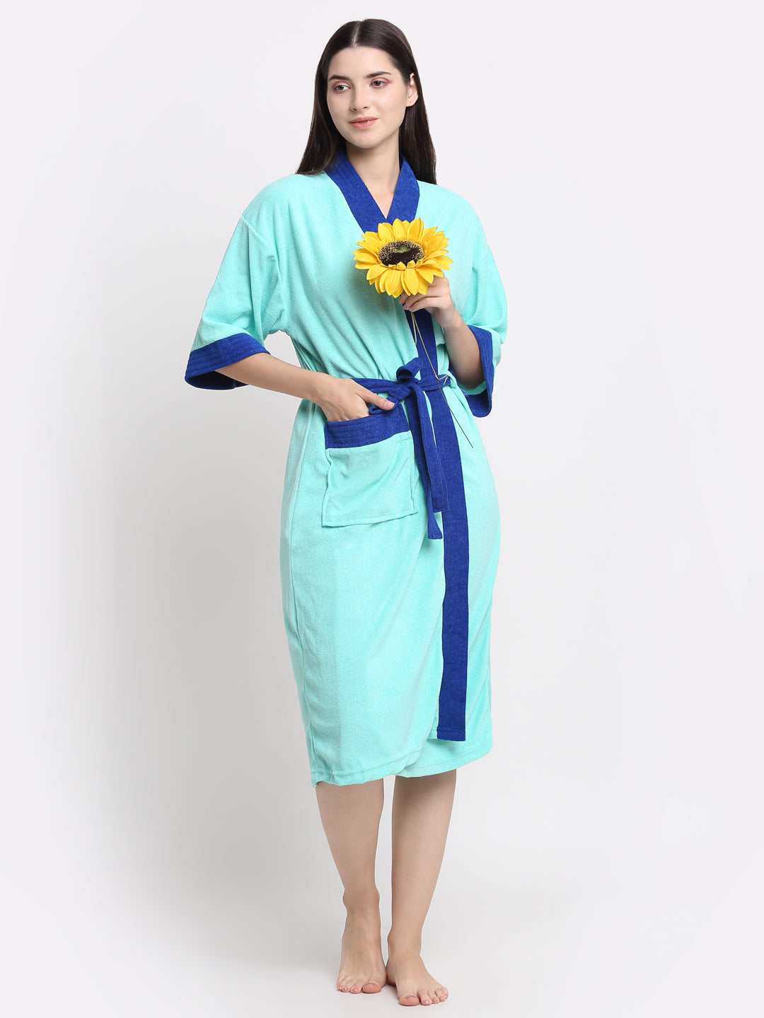 Sea Green & Turkish Blue Bathrobe – Cool Hues, Soft Texture