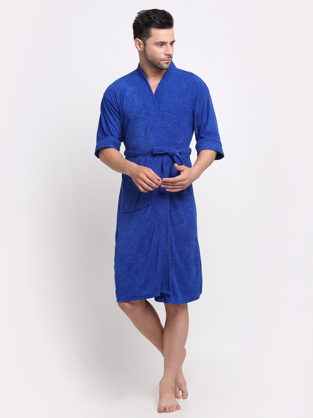Turkish Blue Kimono-Style Unisex Bathrobe – Ultra-Soft & Lightweight Terry Fabric