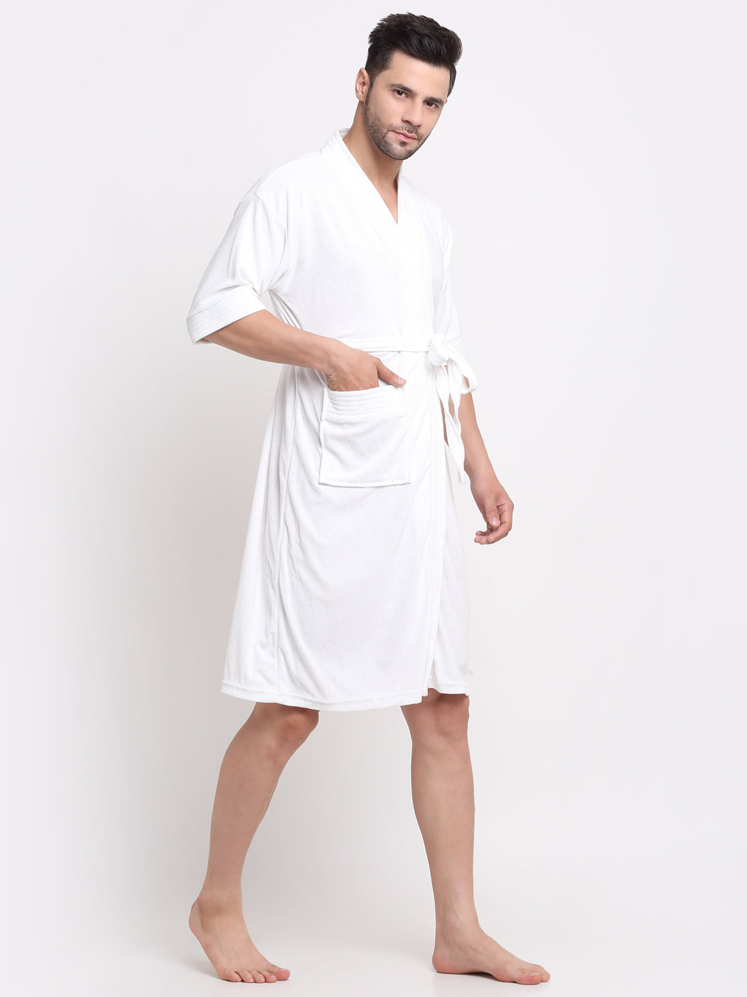 Classic White Lightweight Bathrobe – Kimono Style for Men & Women