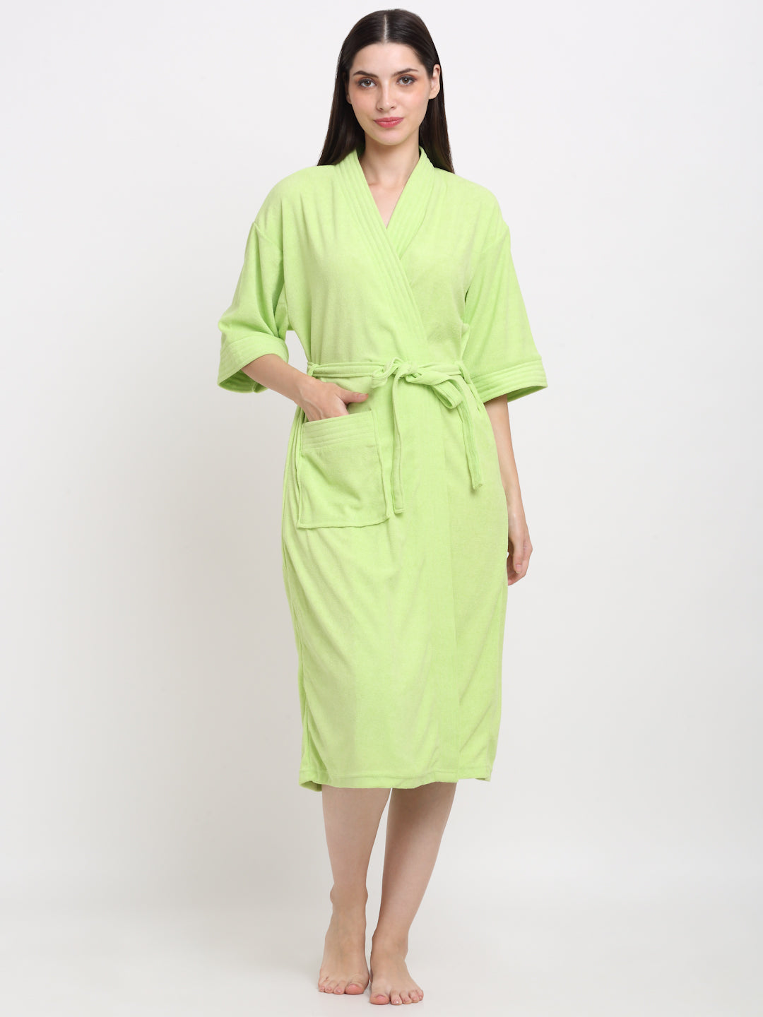 Parrot Green Soft Terry Bathrobe – Fun Color & Comfy Fit