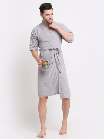Elegant Grey Unisex Micro Terry Bathrobe – Soft, Light & Stylish