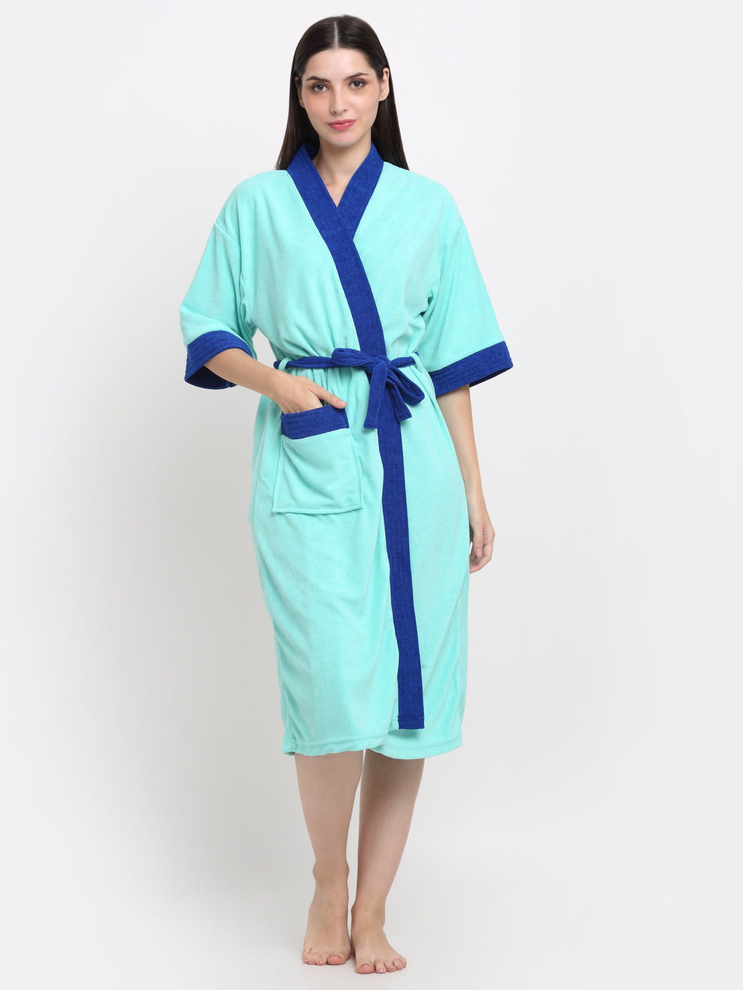 Ocean & Turkish Blue Dual Tone Bathrobe – Relaxed Fit Everyday Use