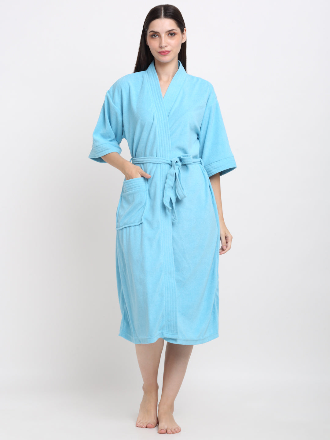 Sea Blue Soft Terry Bathrobe – Aqua-Themed Comfort for All