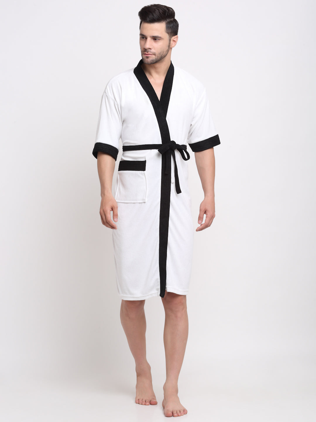 White & Black Dual Color Bathrobe – Modern Design with Soft Touch
