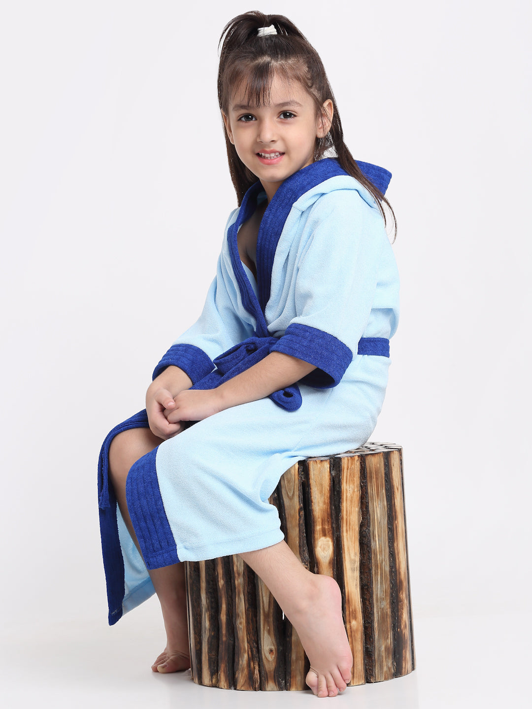 Unisex Kids Bathrobe – Comfy, Belted & Pocketed Ages (Sky Blue & Turkish)