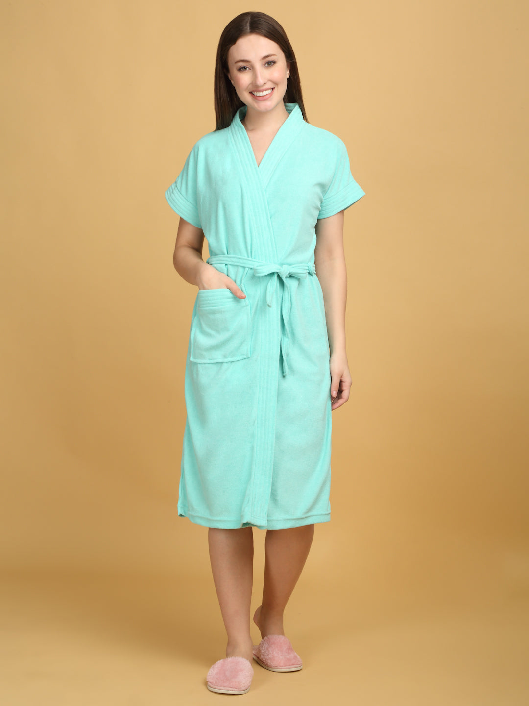 Micro Terry Bathrobe - Ocean Blue | Cooling Tone, Quick Absorb