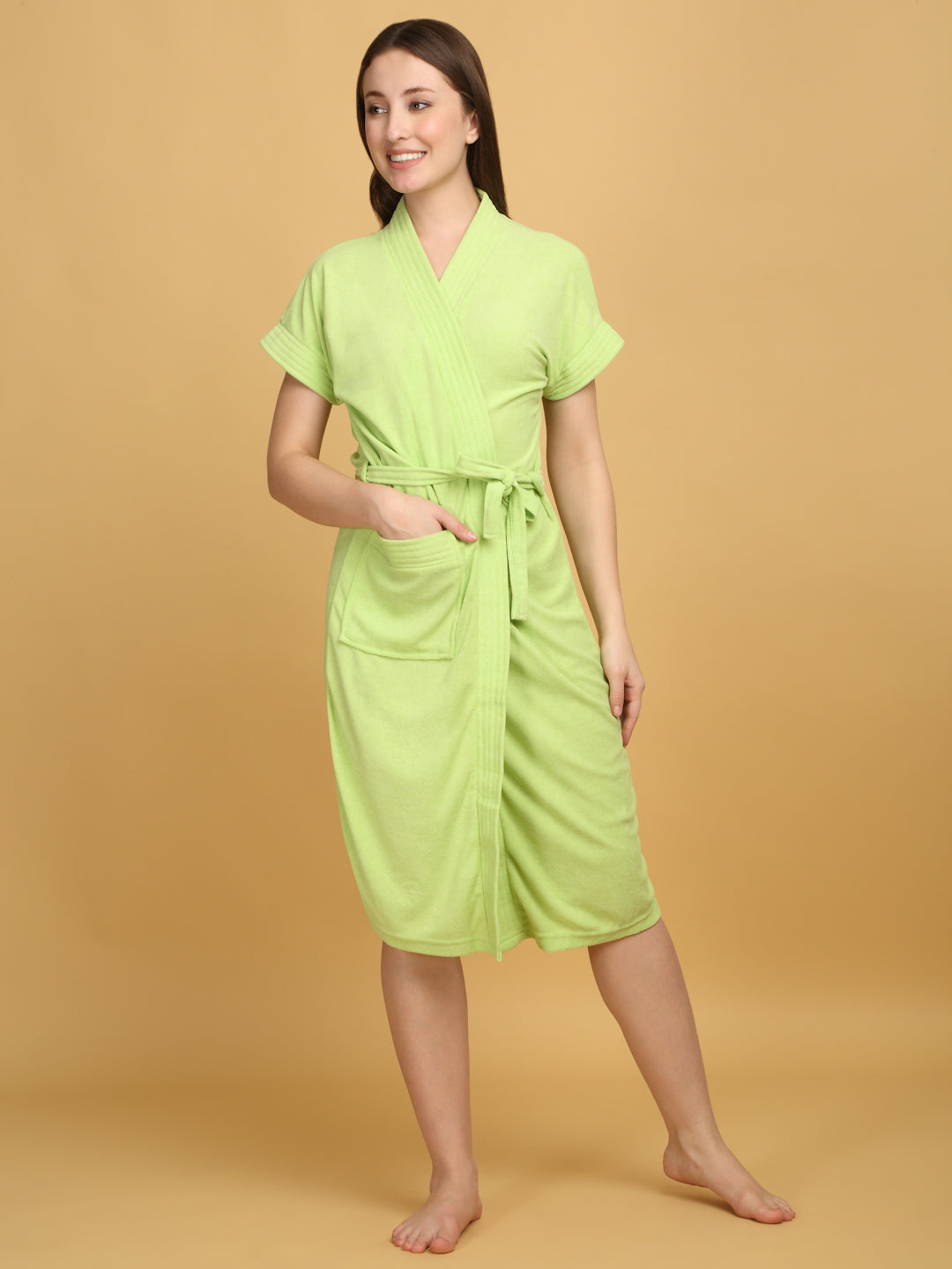Micro Terry Bathrobe - Parrot Green | Vibrant Color, Soft Terry