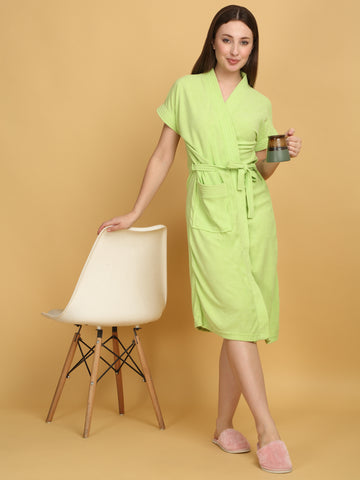 Micro Terry Bathrobe - Parrot Green | Vibrant Color, Soft Terry