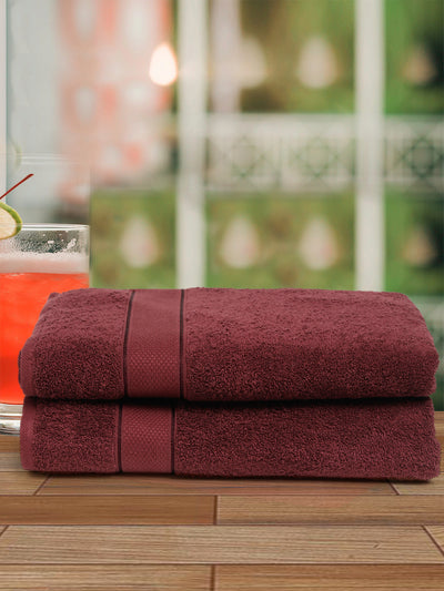 Creeva 525 GSM Cotton Lady Bath Towel 60x120 Set 2 (Wine)