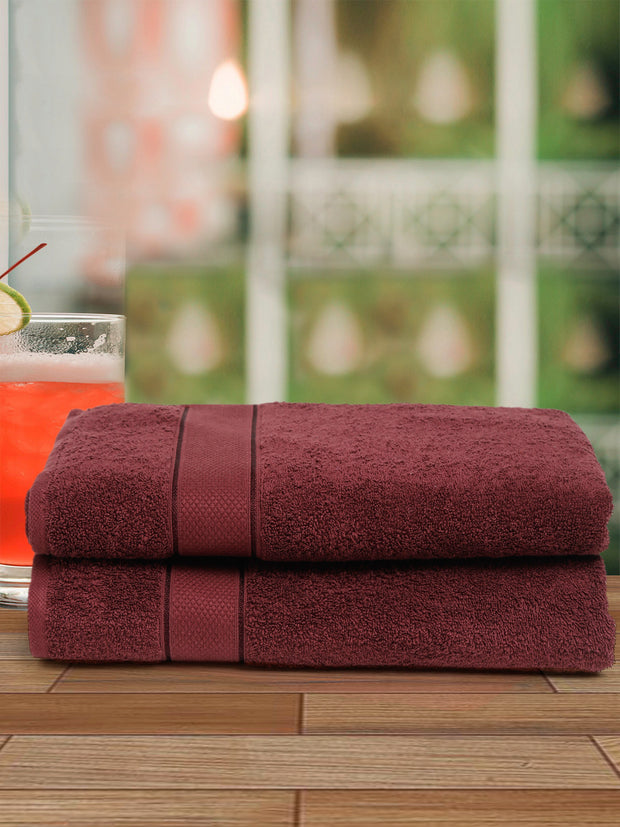 Creeva 525 GSM Cotton Lady Bath Towel 60x120 Set 2 (Wine)