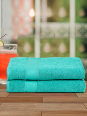 Creeva Sea Green 2 Pc Solid 525 GSM Bath Towel Set
