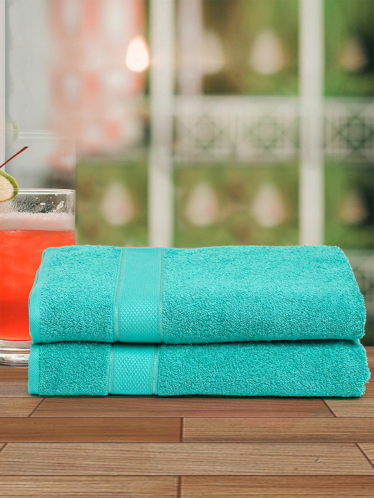 Creeva Sea Green 2 Pc Solid 525 GSM Bath Towel Set