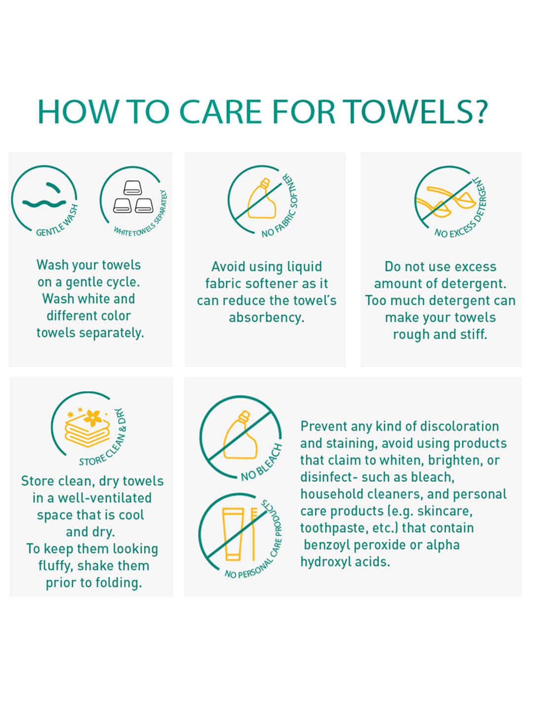 Care instruction for wrap towel