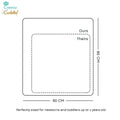 Measurement chart for a product by Creeva Cuddle, showing dimensions and suitability for newborns and toddlers.