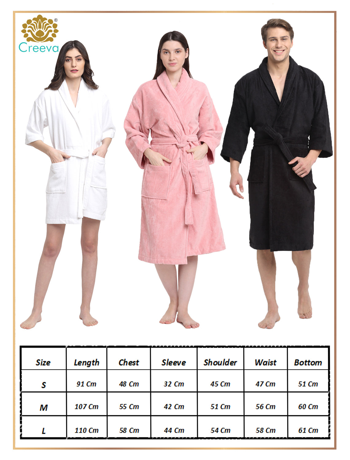 Creeva Bathrobze Size Chart 