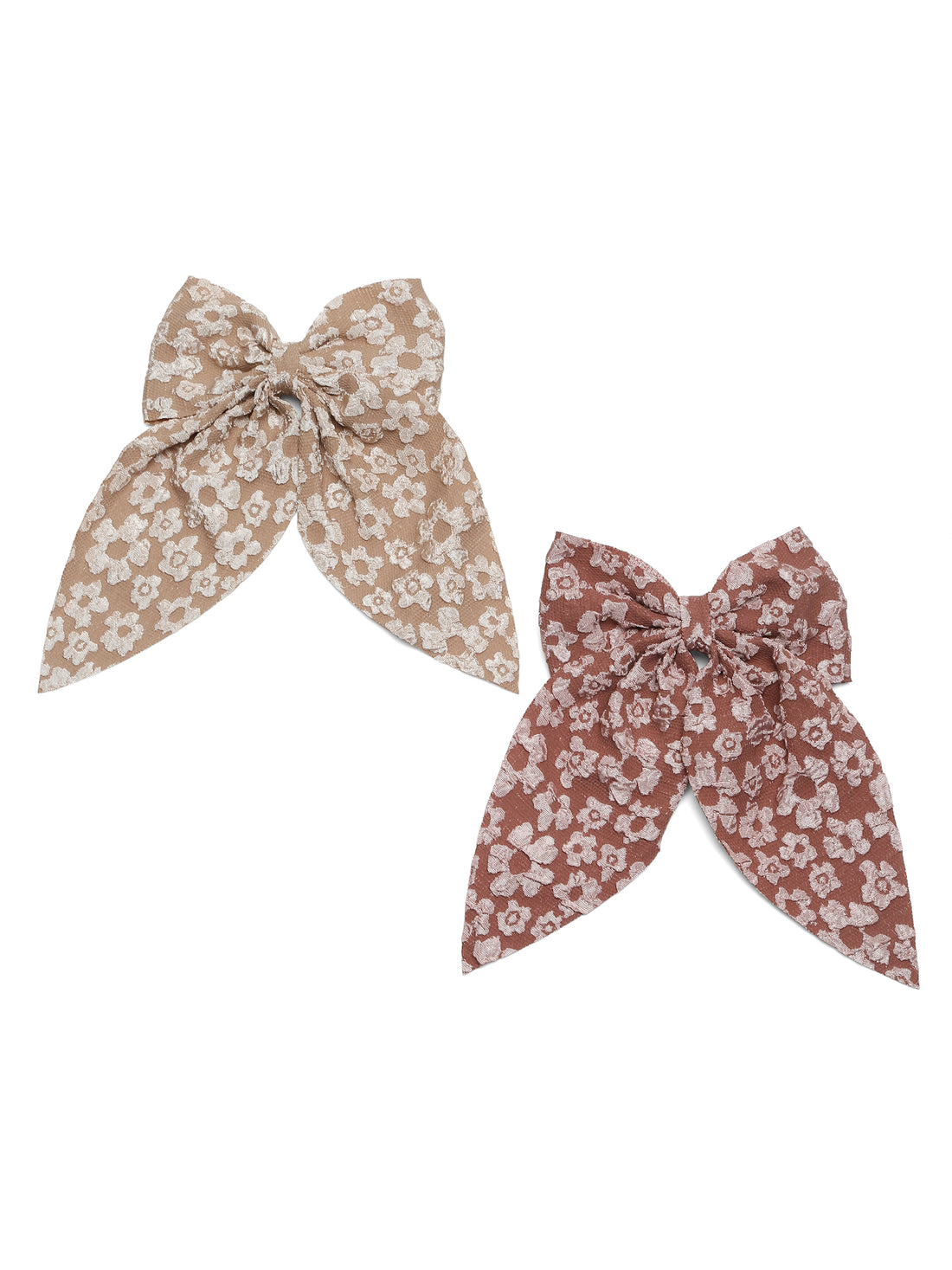 Creeva , Girls Set of 2 Embellished Hair Accessory Set- Gray and salmon pink