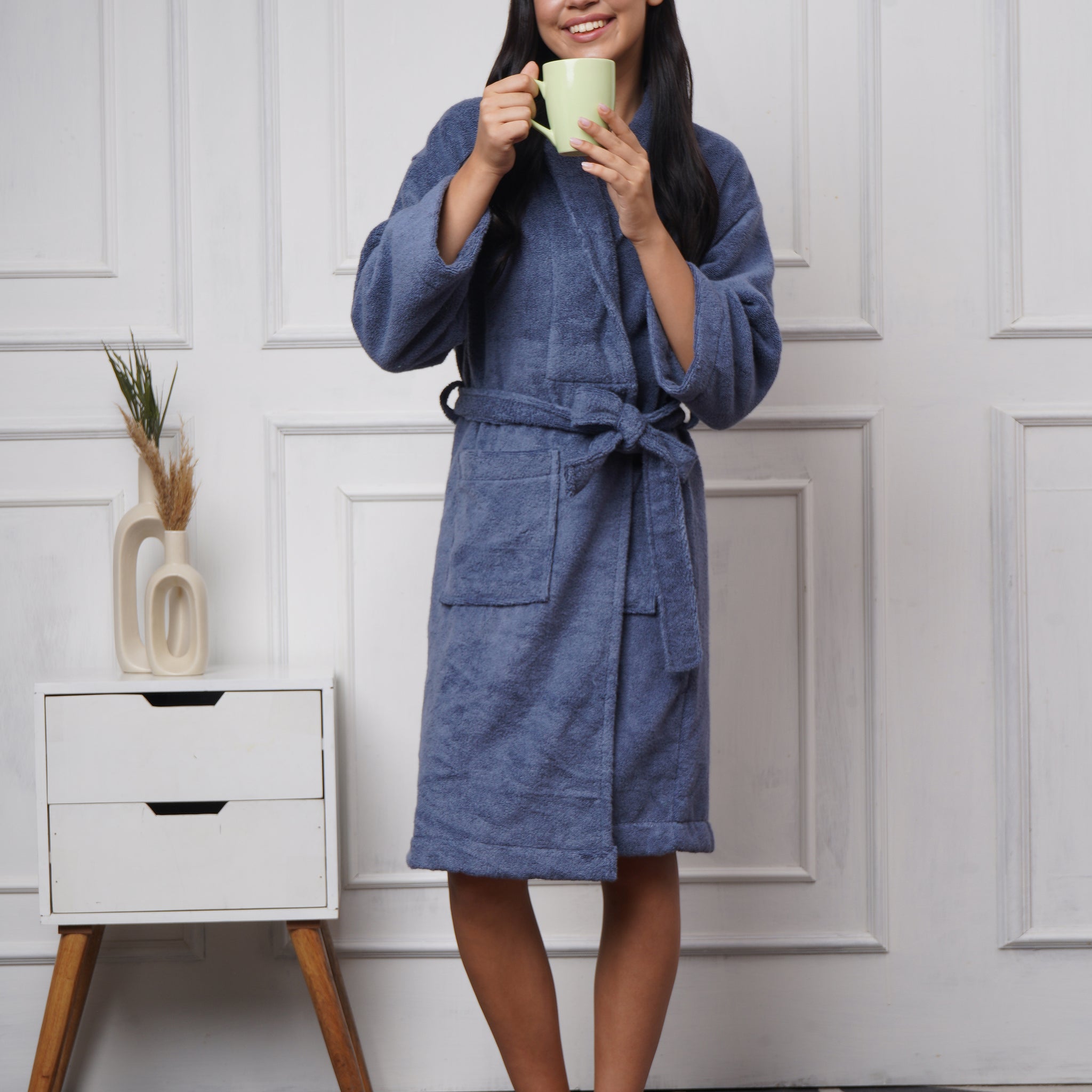 Cotton Bathrobe – Terry, Stylish, Comfortable, Unisex, Wild Blue