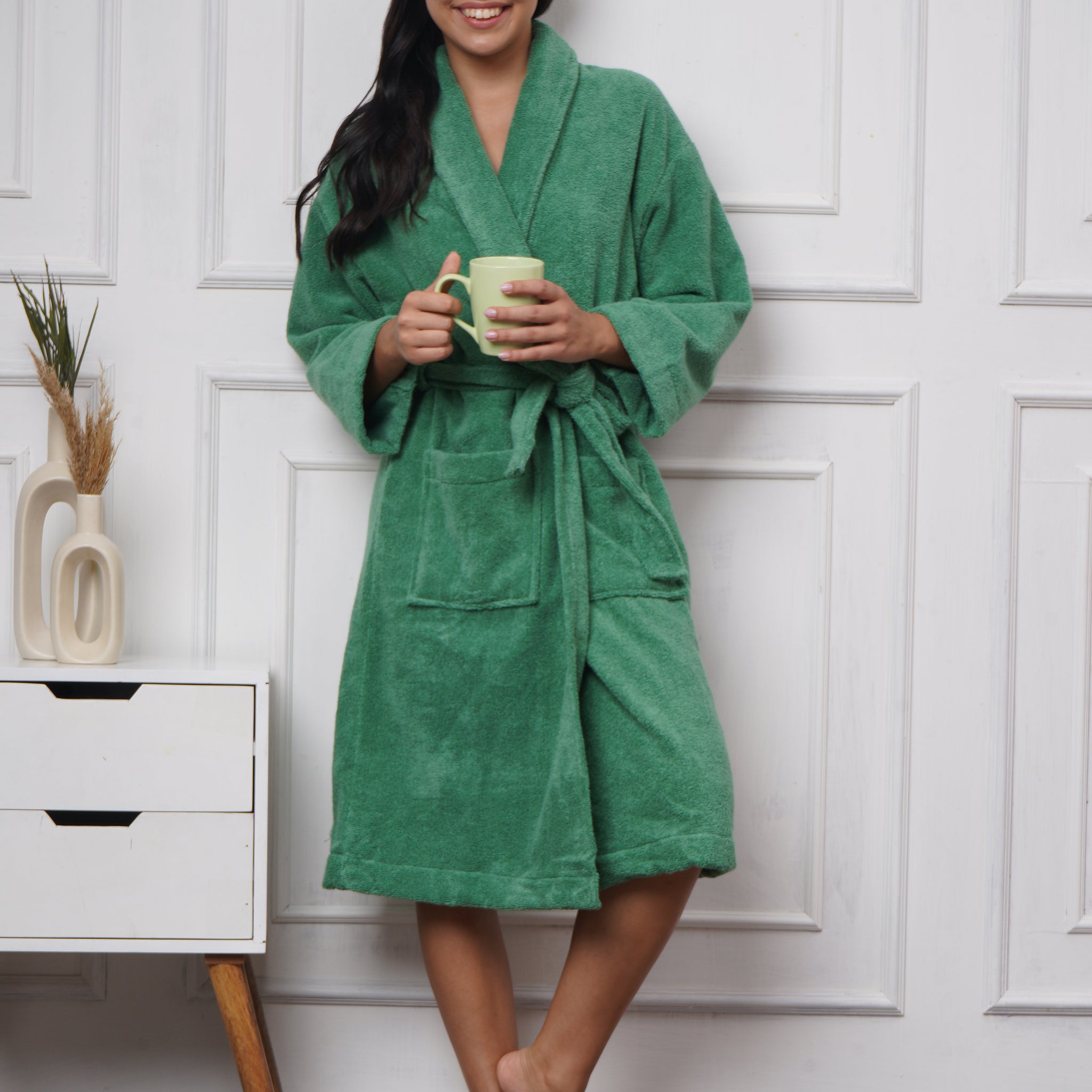 Cotton Bathrobe – Soft, Lightweight, Unisex, Glade Green