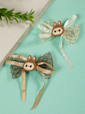 Creeva , Pack of 2 Bow Hair clip Goldan and chocolate Color