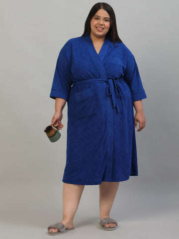 Plus Size Micro Terry Bathrobe for Men & Women | Soft and Elegant - Royal Blue
