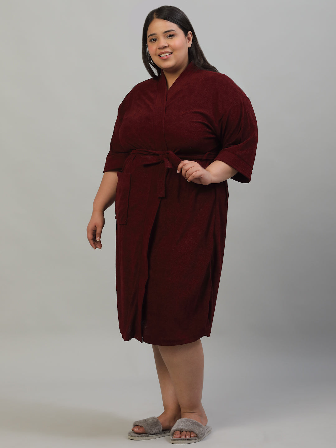 Plus Size Micro Terry Bathrobe for Men & Women | Soft and Elegant - Wine