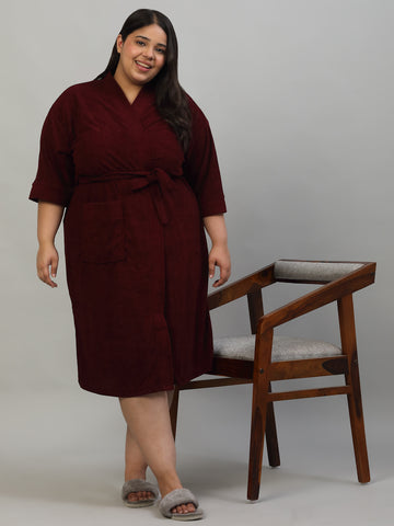 Plus Size Micro Terry Bathrobe for Men & Women | Soft and Elegant - Wine
