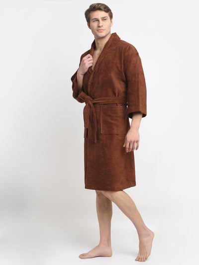 Creeva Luxury Brown 100% Cotton Unisex Bathrobe