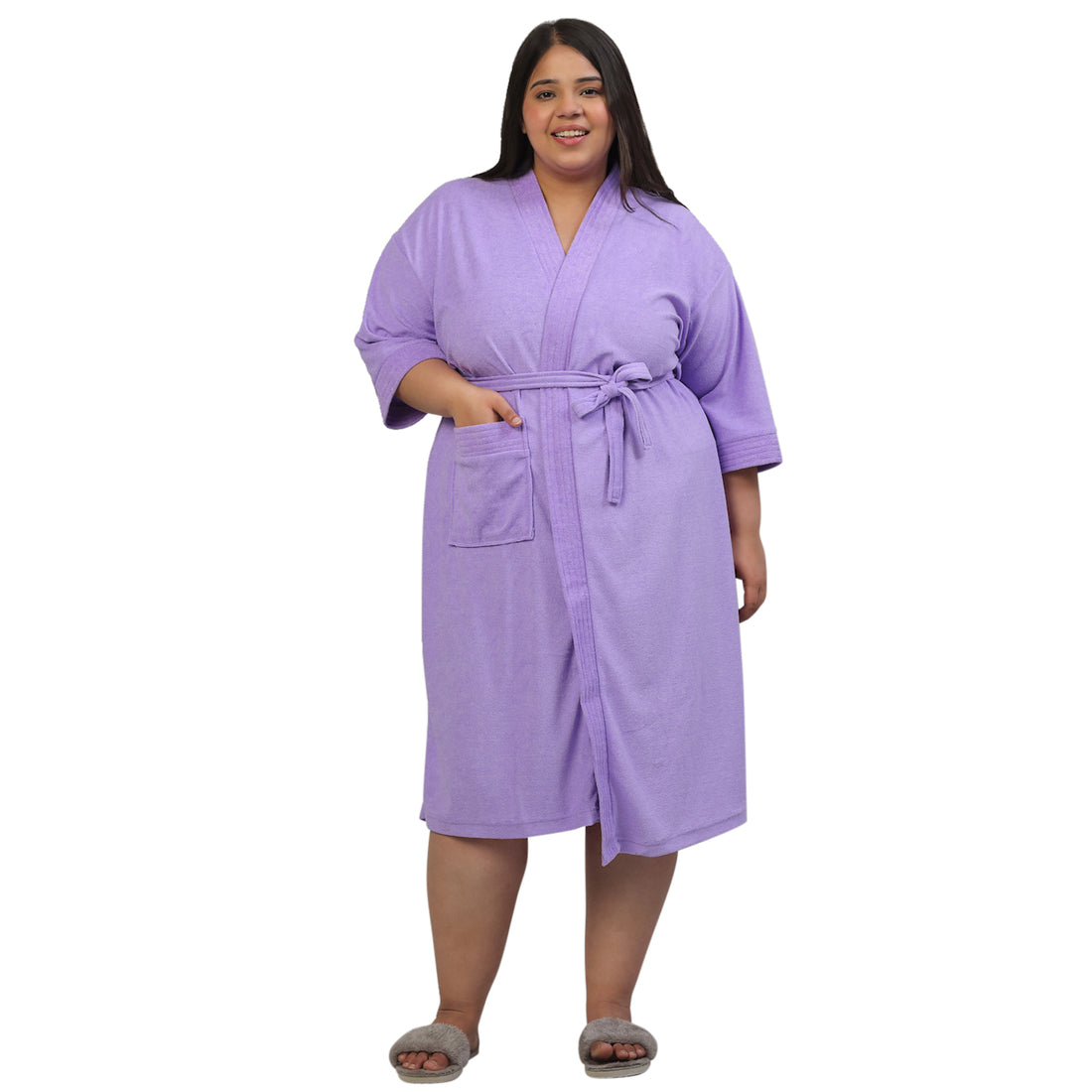 Plus Size Micro Terry Bathrobe for Men & Women | Soft and Elegant - Lavender