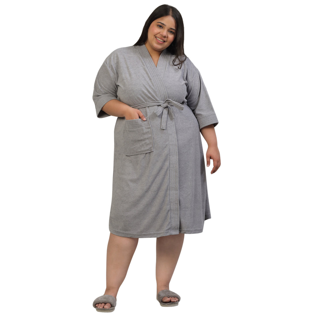 Plus Size Micro Terry Bathrobe for Men & Women | Soft and Elegant - Grey